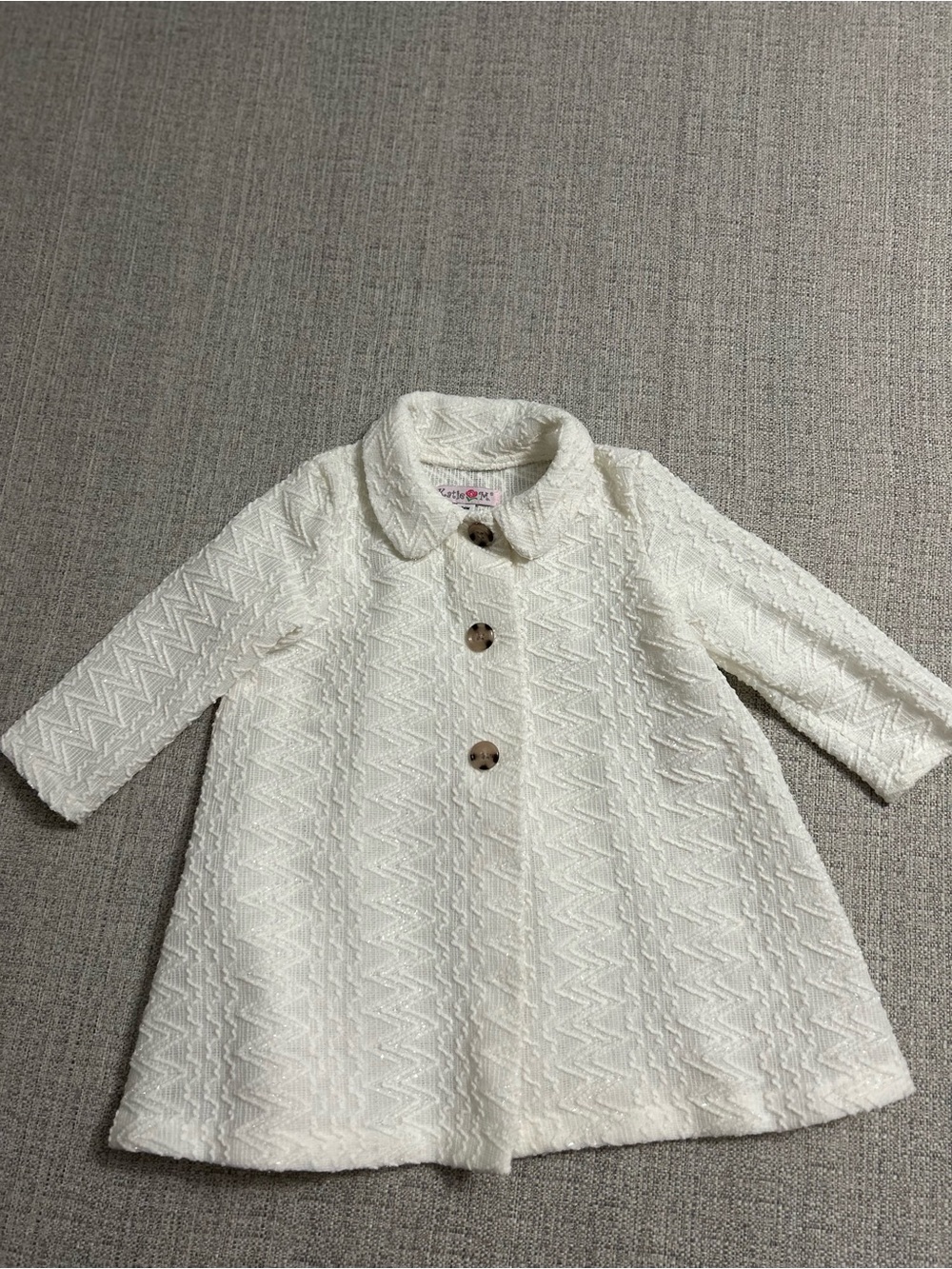 Katie May Girls' Cream Textured A-Line Pea Coat Size 24M